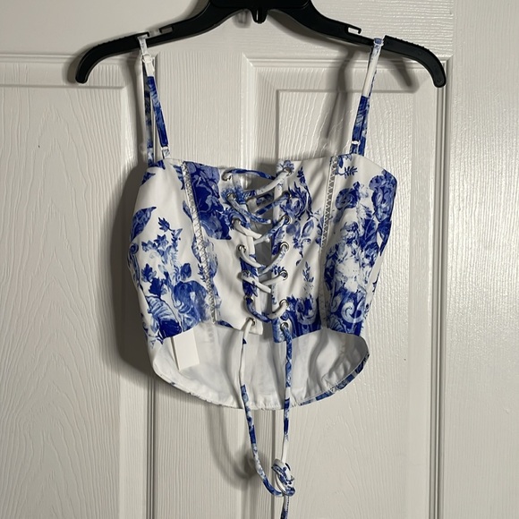 NWT tic toc los Angeles floral corset crop top - Picture 3 of 3